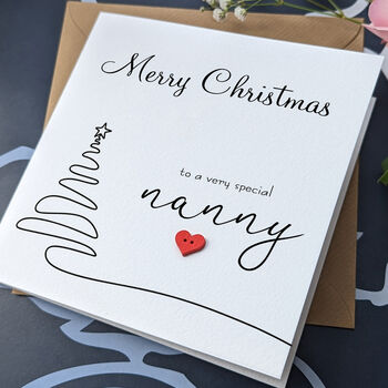 Nanny Christmas Card, 3D Wooden Heart, 3 of 4
