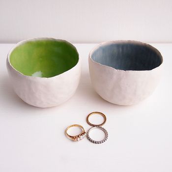 Handmade Round Glossy Ceramic Ring / Salt Dishes, 5 of 8