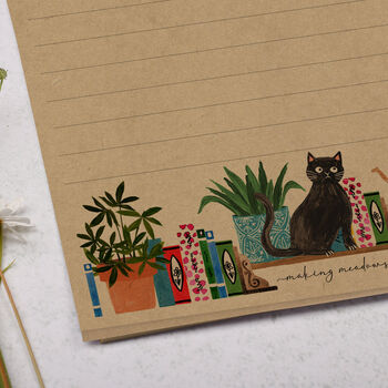 A5 Kraft Letter Writing Paper With Cat On Bookcase, 2 of 4