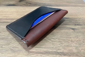 Black And Brown Handmade Leather Card Wallet, 2 of 9
