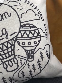 Personalised New Baby Hot Air Balloon Adventure Cushion, 7 of 7