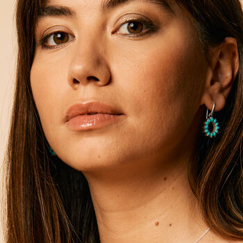 Halo Radiance Turquoise Sterling Silver/Gold Drop Earrings, 4 of 10