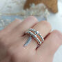 Sterling Silver 925 Feather Charm Stretch Bead Ring, thumbnail 4 of 6