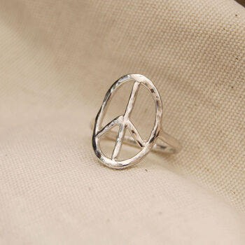 Organic Peace Symbol Hippie Ring In Silver Or Gold, 2 of 6