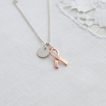 Breast Cancer Warrior Gift, Personalized Pink Ribbon Necklace, 10 of 12
