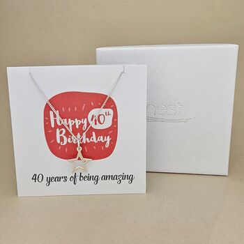 Boxed 40th Birthday Star Necklace Card, 2 of 3
