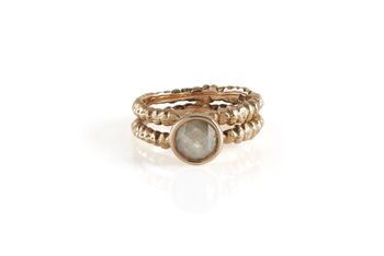 Rose Cut Diamond Double Band Rose Gold Ring, 3 of 5
