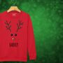 Rudolph The Reindeer Personalised Kids Sweatshirt Christmas Jumper, thumbnail 9 of 12