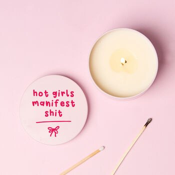 Funny Manifesting Gift Hot Girls Manifest Shit Pink Tin Candle, 2 of 6