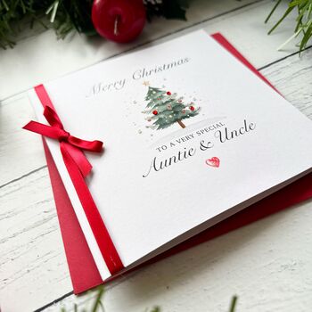 Handmade Special Auntie And Uncle Christmas Card Tree Design, 6 of 6