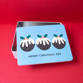 Personalised Christmas Pudding Xl Gift Storage Tin, 5 of 8