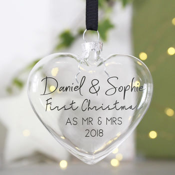 First Married Christmas Glass Bauble Keepsake, 3 of 12