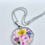 Pressed Flowers Round Necklace Pendant Small Hand Made, thumbnail 9 of 10