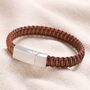 Men's Stainless Steel Braided Leather Bracelet In Brown, thumbnail 1 of 2