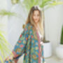 Cyan Green Luxury Kimono Robe, thumbnail 3 of 6