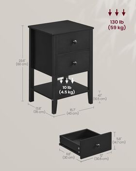 Set Of Two Bamboo Bedside Tables End Tables Ink Black, 2 of 6