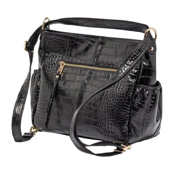 Sale Lennox Midi Black Embossed Leather Handbag, 8 of 9