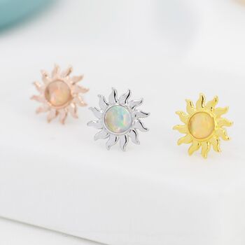 Sun Opal Stud Earrings In Sterling Silver, 4 of 11