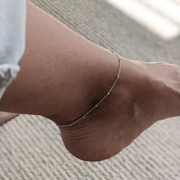 Sterling Silver Satellite Chain Anklet, 5 of 8