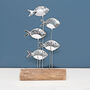 Five Silver Fish On A Driftwood Block Decoration, thumbnail 1 of 2