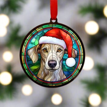 Greyhound In Santa Hat Suncatcher Decoration, 4 of 6