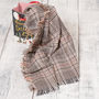 Beige And Grey Unisex Check Scarf, thumbnail 4 of 8