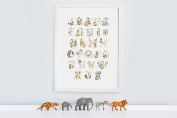 Kid's Pastel Safari Jungle Animal Alphabet Poster Print, 2 of 10