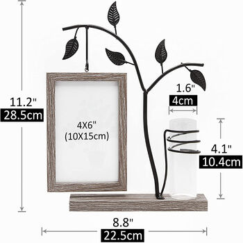 Wooden Photo Frame With Vase And Metal Tree, 3 of 8