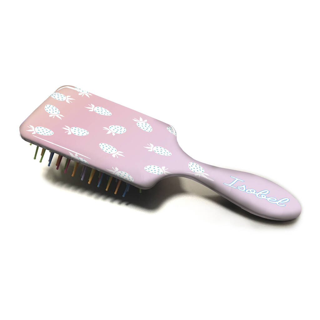Fruity Strawberry Personalised Hair Brush By Giant Sparrows