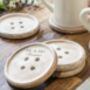 Personalised Six Wooden Button Coasters, thumbnail 1 of 4
