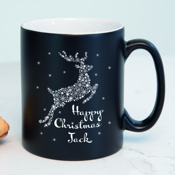 Personalised Blue Reindeer Christmas Mug, 2 of 4