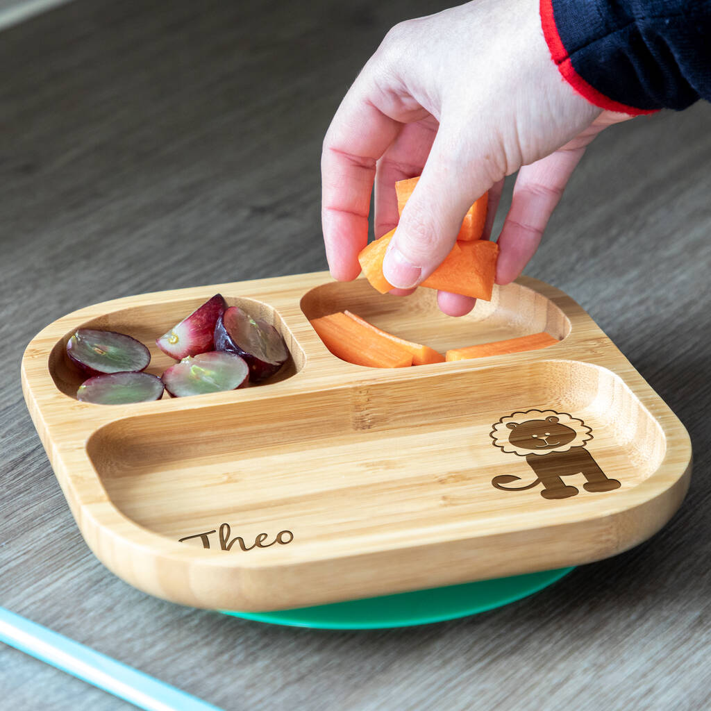 Personalised Lion Bamboo Suction Plate For Kids By Mirrorin