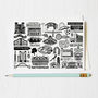 Newcastle Black And White Illustrated Greeting Card, thumbnail 2 of 6