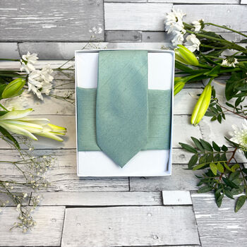 Seagrass Shantung Wedding Tie Set, 9 of 10
