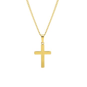 Mens Gold Plated Cross Necklace Crucifix Steel Pendant, 3 of 10