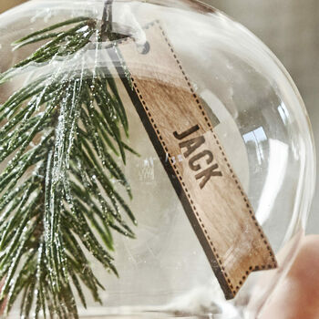 Personalised Christmas Sprig Glass Bauble, 2 of 2