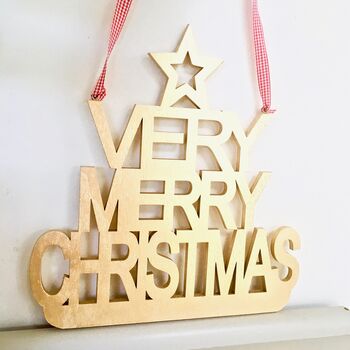 Large Gold Merry Christmas Hanging Sign, 5 of 5