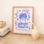 Derbyshire Art Print Inspired By Blue Portuguese Tiles, thumbnail 3 of 3