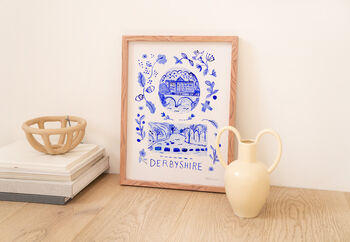 Derbyshire Art Print Inspired By Blue Portuguese Tiles, 3 of 3