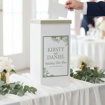 Personalised Watercolour Eucalyptus Wedding Guest Book, 4 of 4