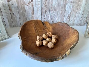 Handcrafted Teak Root Wooden Fruit Nuts Bowl – Large 40cm, 4 of 5