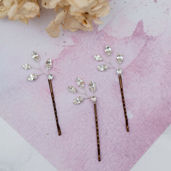 Set Of Three Diamante Bridal Hair Pins, 3 of 4