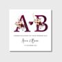 Wedding Card Personalised Burgundy Floral Initials, thumbnail 1 of 2