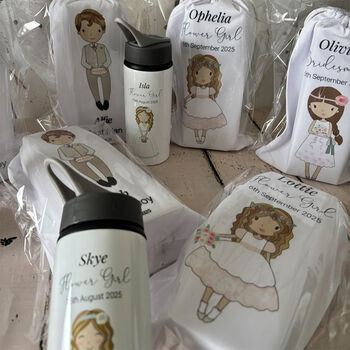 Personalised Flower Girl Water Bottle, Custom Bridal Party Favour, 7 of 7