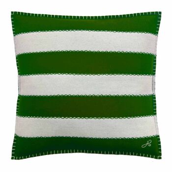 Block Stripe Hand Embroidered Wool Cushion, 2 of 4