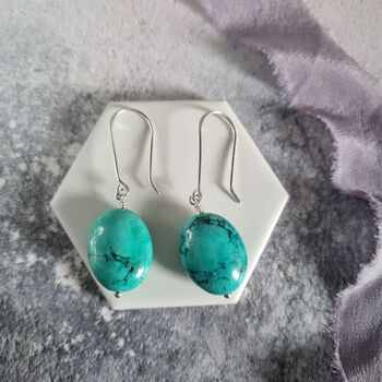Turquoise Sterling Silver Drop Earrings, 2 of 5