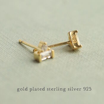 Gold Sterling Silver Art Deco Pyramid Stud Earrings, 2 of 5