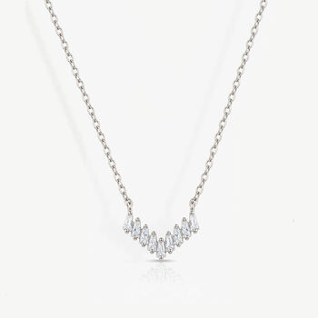 Silver Or Gold Baguette Chevron Necklace, Women's Christmas Jewellery Gift For Her, 5 of 6