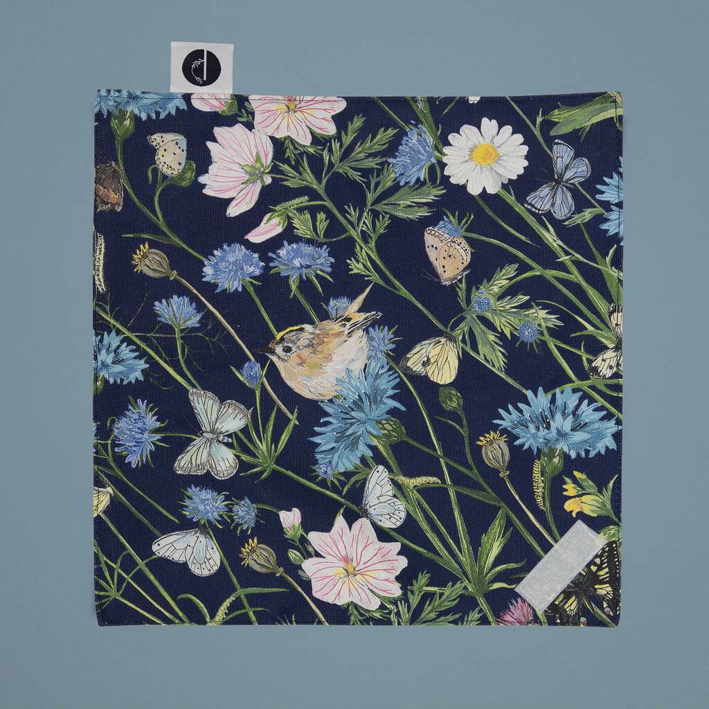 Eco Reusable Sandwich Wrap Floral And Goldcrest Navy By Particle Press