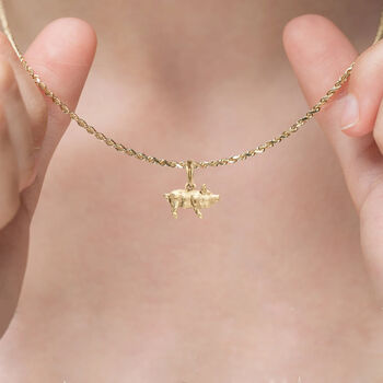 Tiny Piglet Necklace In 18ct Gold Plated Silver, 3 of 11
